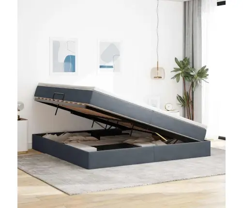 Gulta Ar Uzglabāšanas Vietu Un Matraci Ar Matraci Tumši Pelēks Vidaxl