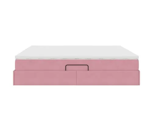 Gulta Ar Uzglabāšanas Vietu Un Matraci Rozā 200 X 200 Cm Samts Vidaxl
