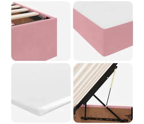 Lova Su Daiktų Laikymo Vieta Ir Čiužiniu Rožinė 180 X 200 Cm