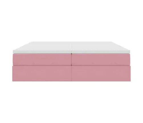Gulta Ar Uzglabāšanas Vietu Un Matraci Rozā 180 X 200 Cm Samts Vidaxl