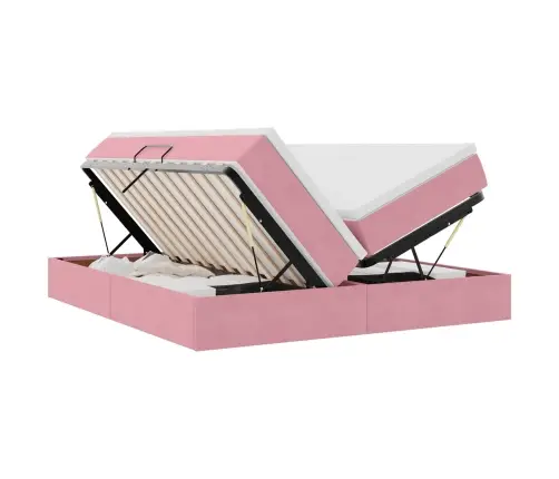 Gulta Ar Uzglabāšanas Vietu Un Matraci Rozā 180 X 200 Cm Samts Vidaxl