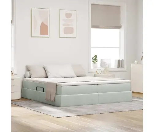 Gulta Ar Uzglabāšanas Vietu Un Matraci 200 X 200 Cm Samts Vidaxl