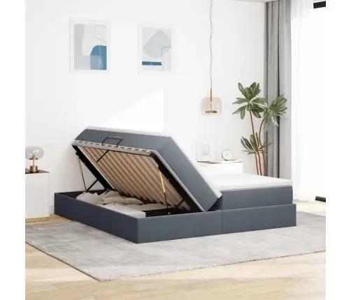 Gulta Ar Uzglabāšanas Vietu Un Matraci 200 X 200 Cm Samts Vidaxl