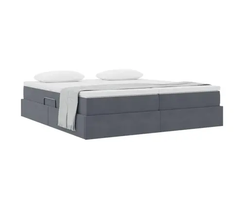 Gulta Ar Uzglabāšanas Vietu Un Matraci 200 X 200 Cm Samts Vidaxl