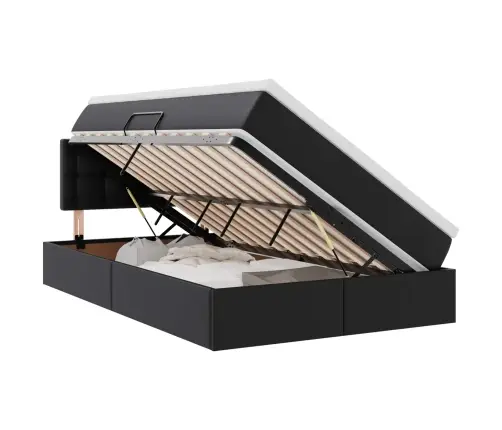 Glabāšanas Gulta Ar Matraci Melna 120 X 190 Cm Mākslīgā Āda Vidaxl