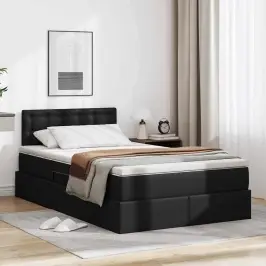 Gulta Ar Uzglabāšanas Vietu Un Matraci Melna 120 X 200 Cm Vidaxl