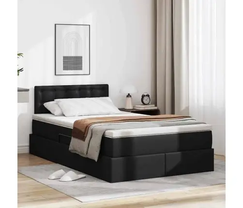Glabāšanas Gulta Ar Matraci Melna 120 X 200 Cm Mākslīgā Āda Vidaxl