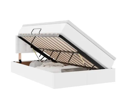 Glabāšanas Gulta Tīra Balta 120 X 200 Cm Mākslīgā Āda Vidaxl