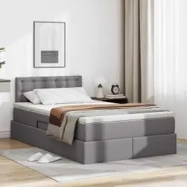 Gulta Ar Uzglabāšanas Vietu Un Matraci Pelēka 120 X 200 Cm Vidaxl Gulta Ar Uzglabāšanas Vietu Un Matraci Pelēka 120 X 200 Cm Vidaxl