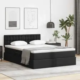 Gulta Ar Uzglabāšanas Vietu Un Matraci Melna 140 X 190 Cm Vidaxl Gulta Ar Uzglabāšanas Vietu Un Matraci Melna 140 X 190 Cm Vidaxl