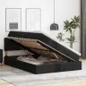 Glabāšanas Gulta Ar Matraci Melna 140 X 190 Cm Mākslīgā Āda Vidaxl