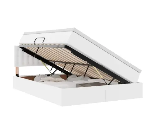 Glabāšanas Gulta Tīra Balta 140 X 190 Cm Mākslīgā Āda Vidaxl