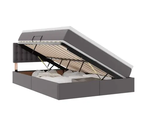 Glabāšanas Gulta Ar Matraci Pelēka 140 X 190 Cm Mākslīgā Āda Vidaxl