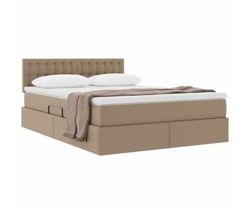 Laos Voodi Madratsiga Peaga Kapputsino 140 X 190 Cm Kunstnahk