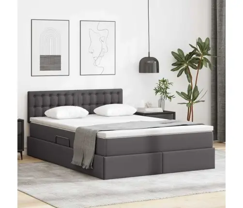 Laos Voodi Madratsiga Peaga Hall 140 X 200 Cm Kunstnahk