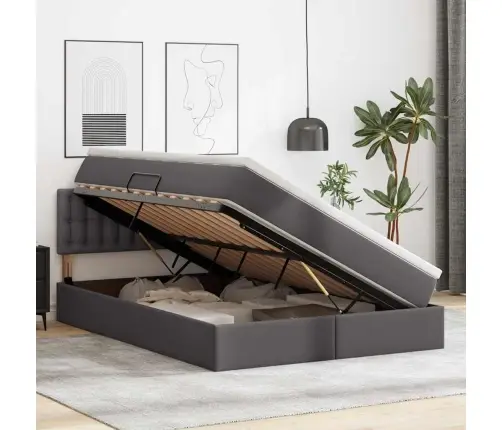 Laos Voodi Madratsiga Peaga Hall 140 X 200 Cm Kunstnahk