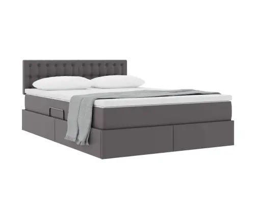 Laos Voodi Madratsiga Peaga Hall 140 X 200 Cm Kunstnahk