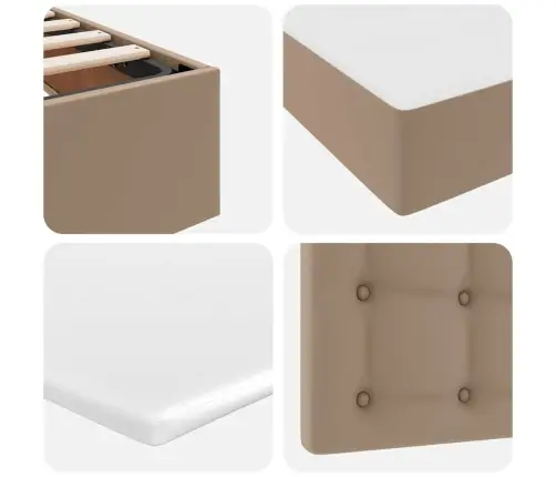 Saugos Lova Su Čiužiniu Kapučino 140 X 200 Cm Dirbtinė Oda