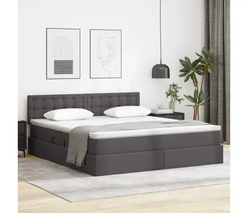 Gulta Ar Uzglabāšanas Vietu Un Matraci Pelēka 160 X 200 Cm Vidaxl