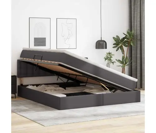 Gulta Ar Uzglabāšanas Vietu Un Matraci Pelēka 160 X 200 Cm Vidaxl