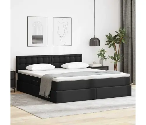 Glabāšanas Gulta Ar Matraci Melna 180 X 200 Cm Mākslīgā Āda Vidaxl