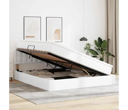 Glabāšanas Gulta Tīra Balta 180 X 200 Cm Mākslīgā Āda Vidaxl