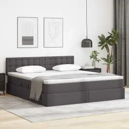 Gulta Ar Uzglabāšanas Vietu Un Matraci Pelēka 180 X 200 Cm Vidaxl