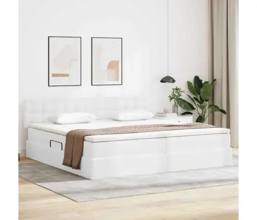 Glabāšanas Gulta Tīra Balta 200 X 200 Cm Mākslīgā Āda Vidaxl