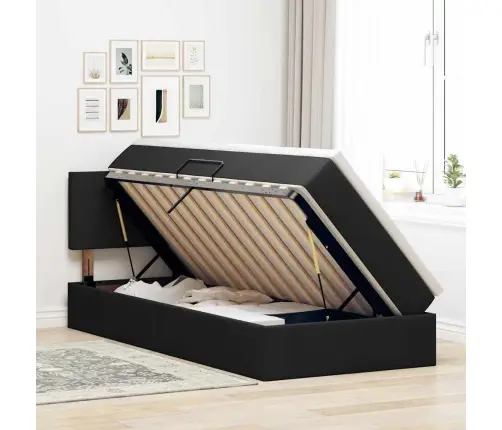 Gulta Ar Uzglabāšanas Vietu Un Matraci Melna 90 X 200 Cm Vidaxl