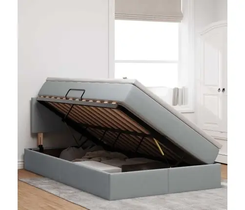 Gulta Ar Uzglabāšanas Vietu Un Matraci Ar Matraci Gaiši Pelēks Vidaxl