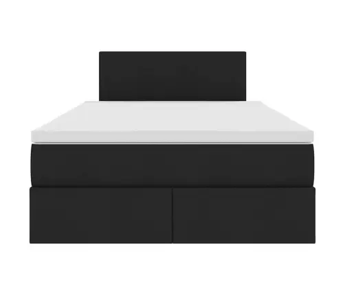 Voodi Hoiukohaga Ja Madratsiga Must 120 X 200 Cm Tehispuit