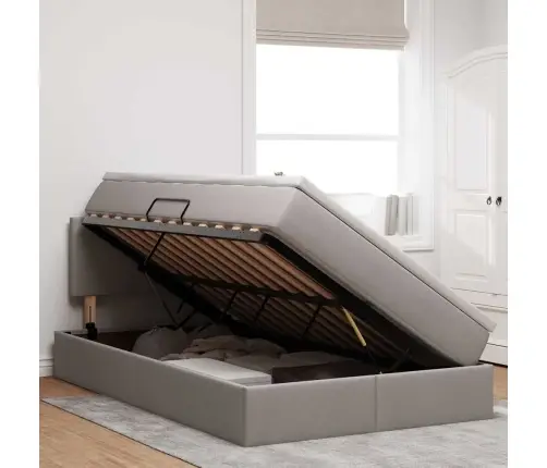 Lova Su Daiktų Laikymo Vieta Ir Čiužiniu Taupe 120 X 200 Cm