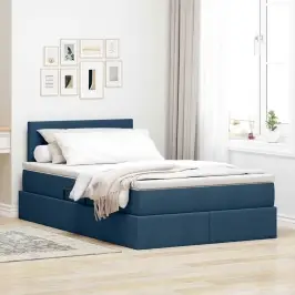 Gulta Ar Uzglabāšanas Vietu Un Matraci Zila 120 X 200 Cm Vidaxl Gulta Ar Uzglabāšanas Vietu Un Matraci Zila 120 X 200 Cm Vidaxl
