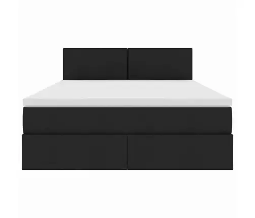 Voodi Hoiukohaga Ja Madratsiga Must 140 X 190 Cm Tehispuit