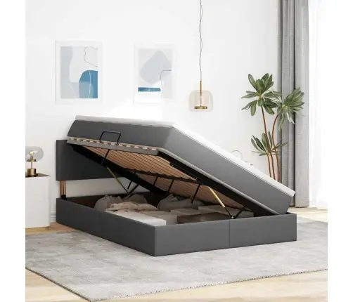 Gulta Ar Uzglabāšanas Vietu Un Matraci Ar Matraci Tumši Pelēks Vidaxl