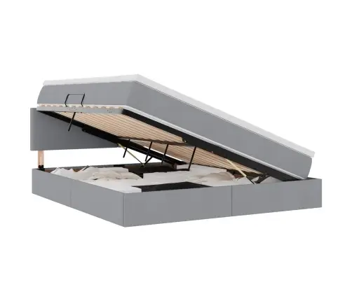 Lova Su Daiktų Laikymo Vieta Ir Čiužiniu Šviesiai Pilka