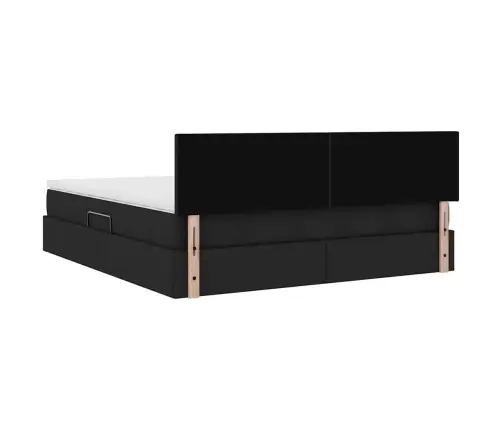 Voodi Hoiukohaga Ja Madratsiga Must 180 X 200 Cm Tehispuit