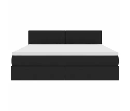 Voodi Hoiukohaga Ja Madratsiga Must 180 X 200 Cm Tehispuit