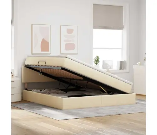 Lova Su Daiktų Laikymo Vieta Ir Čiužiniu Kremas 180 X 200 Cm