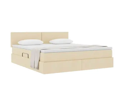 Lova Su Daiktų Laikymo Vieta Ir Čiužiniu Kremas 180 X 200 Cm