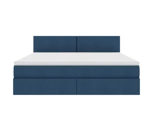 Voodi Hoiukohaga Ja Madratsiga Sinine 180 X 200 Cm Tehispuit