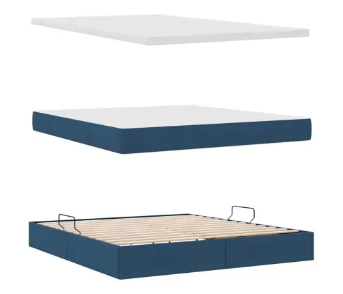 Voodi Hoiukohaga Ja Madratsiga Sinine 180 X 200 Cm Tehispuit