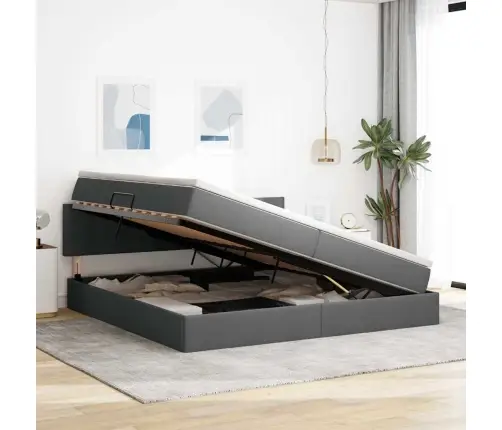 Gulta Ar Uzglabāšanas Vietu Un Matraci Ar Matraci Tumši Pelēks Vidaxl