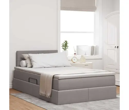 Gulta Ar Uzglabāšanas Vietu Un Matraci Pelēkbrūna 120 X 200 Cm Vidaxl