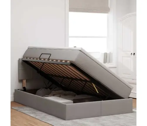 Gulta Ar Uzglabāšanas Vietu Un Matraci Pelēkbrūna 120 X 200 Cm Vidaxl