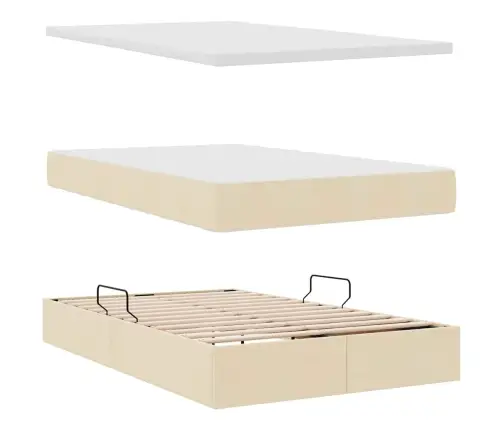 Gulta Ar Uzglabāšanas Vietu Un Matraci Krēms 120 X 200 Cm Vidaxl