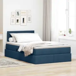 Gulta Ar Uzglabāšanas Vietu Un Matraci Zila 120 X 200 Cm Vidaxl