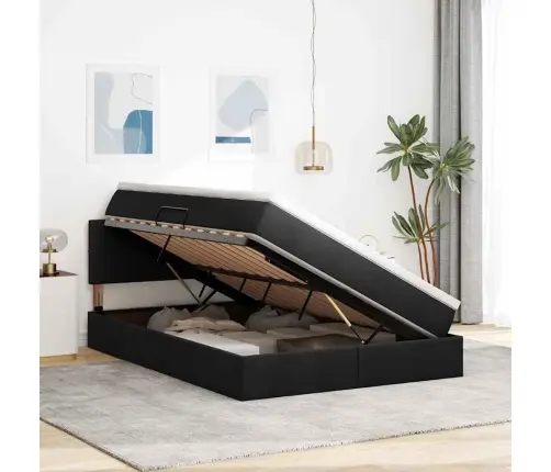 Gulta Ar Uzglabāšanas Vietu Un Matraci Melna 140 X 190 Cm Vidaxl