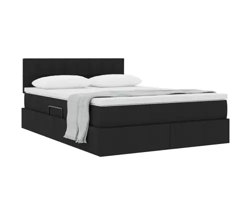 Gulta Ar Uzglabāšanas Vietu Un Matraci Melna 140 X 190 Cm Vidaxl