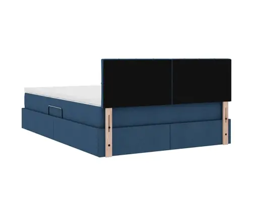 Gulta Ar Uzglabāšanas Vietu Un Matraci Zila 140 X 190 Cm Vidaxl